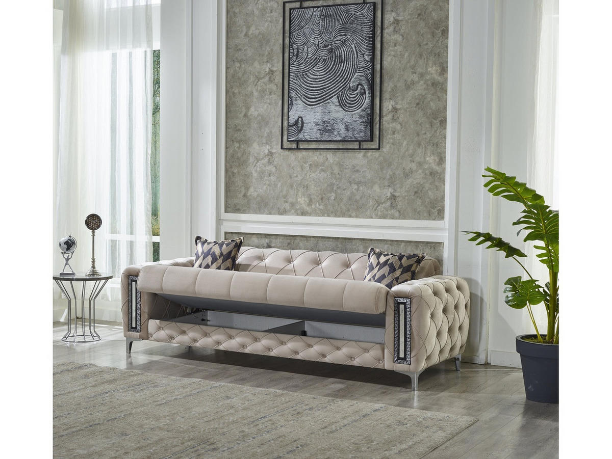 3-SITZER SOFA Rosario Beige - Beige, Holzwerkstoff/Kunststoff (237/80/100cm)