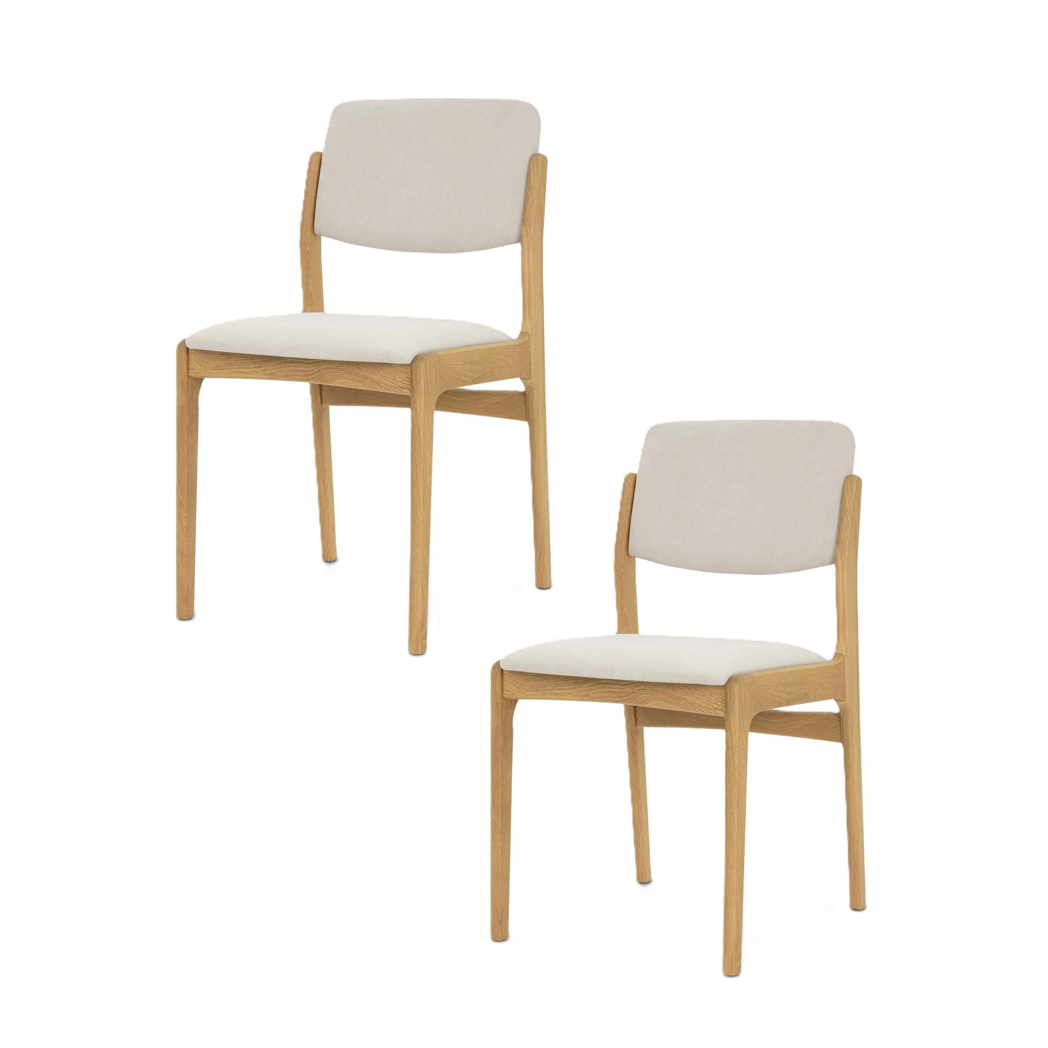 ESSZIMMERSTUHL Oslo 2er Set, Natur Eiche + beiger Stoff - Beige, Holz (52/83/45cm) - WOODEK