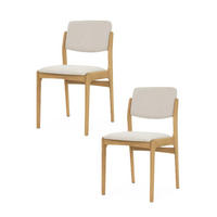 ESSZIMMERSTUHL Oslo 2er Set, Natur Eiche + beiger Stoff - Beige, Holz (52/83/45cm) - WOODEK