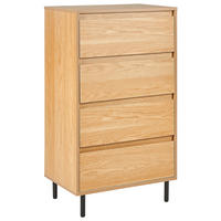 KOMMODE 4 Schubladen Hellholz Nikea - Hellbraun/Schwarz, Holzwerkstoff (60/104/40cm) - Beliani