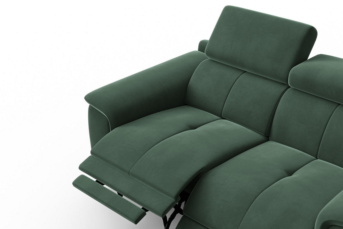 SOFA RELAX FIERO 2-Sitzer, Grüner Veloursstoff - Schwarz/Grün, Holz/Textil (170/82/103cm) - Courtois Laville