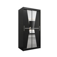 SCHWEBETÜRENSCHRANK 200/100/62 2-türig - Silberfarben/Schwarz, Holz/Kunststoff (100/200/62cm) - MÖBEL KRYSPOL