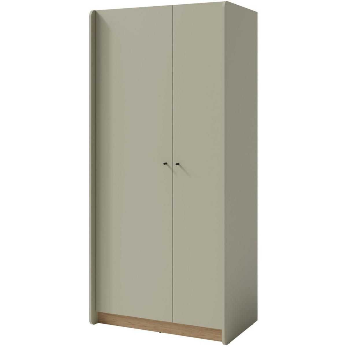 DREHTÜRENSCHRANK Alex für Jugenzimmer, mit 2 Türen, Eukalyptus - Eukalyptusholzfarben/Schwarz, Holzwerkstoff (90/195/52cm) - Beautysofa