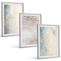 BILDER SET 3er Set - 40x60 cm Silberner Rahmen - Zarte Aquarellkartons - Silberfarben, Kunststoff (40/60cm) - TULUP