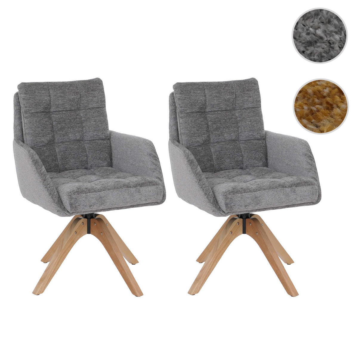 JÍDELNÍ ŽIDLE Šedá, sada 2 ks - šedá, textil (61/89/66cm) - MCW