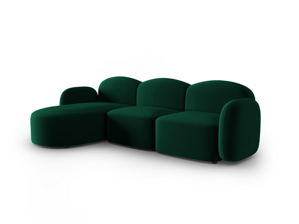 ECKSOFA links Blair aus Samt flaschengrün 4 Sitzplätze - Grün, Textil (155/272cm) - Micadoni