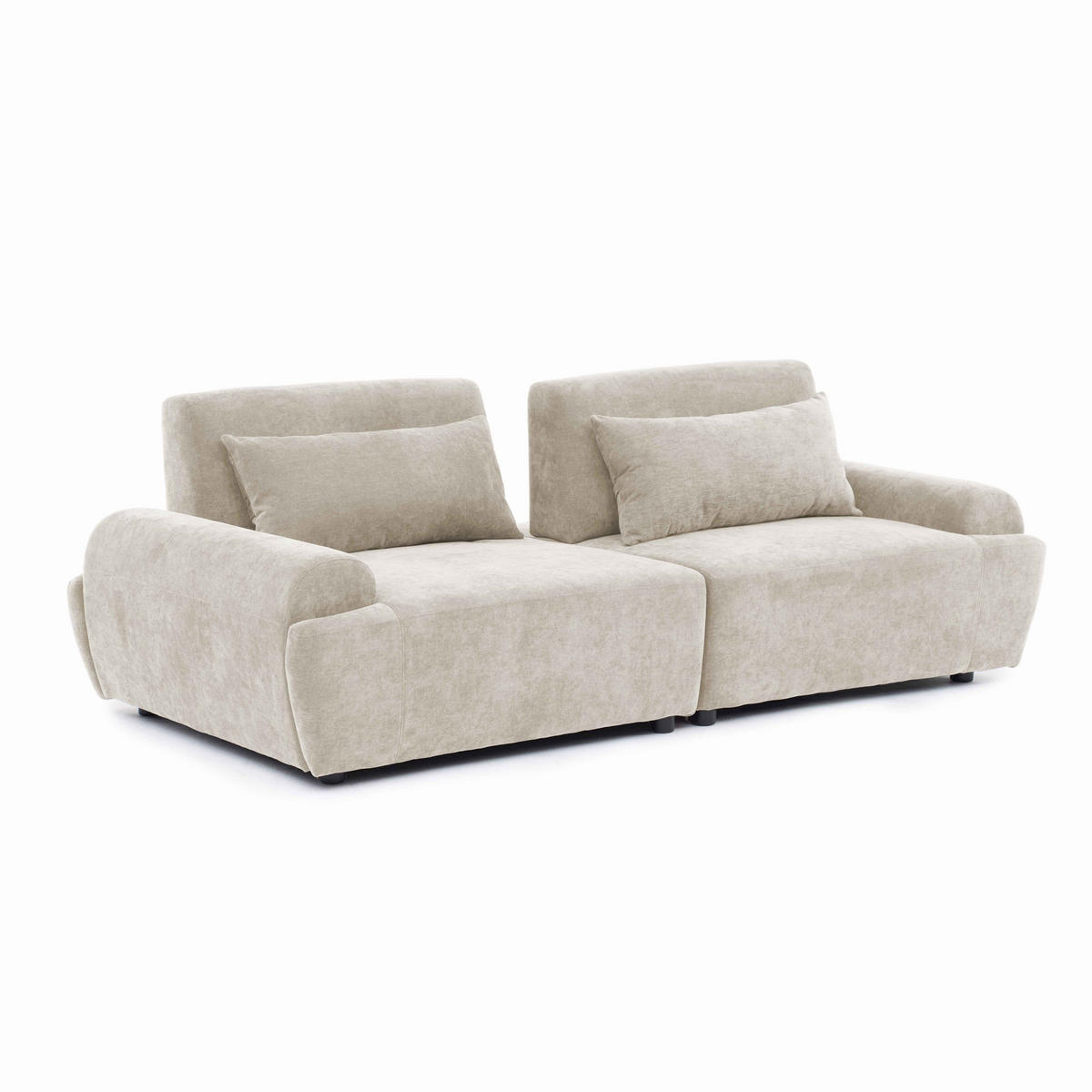 SOFA 2-Sitzer, Ekru - Weiß, Textil (218/82/109cm) - Oviala