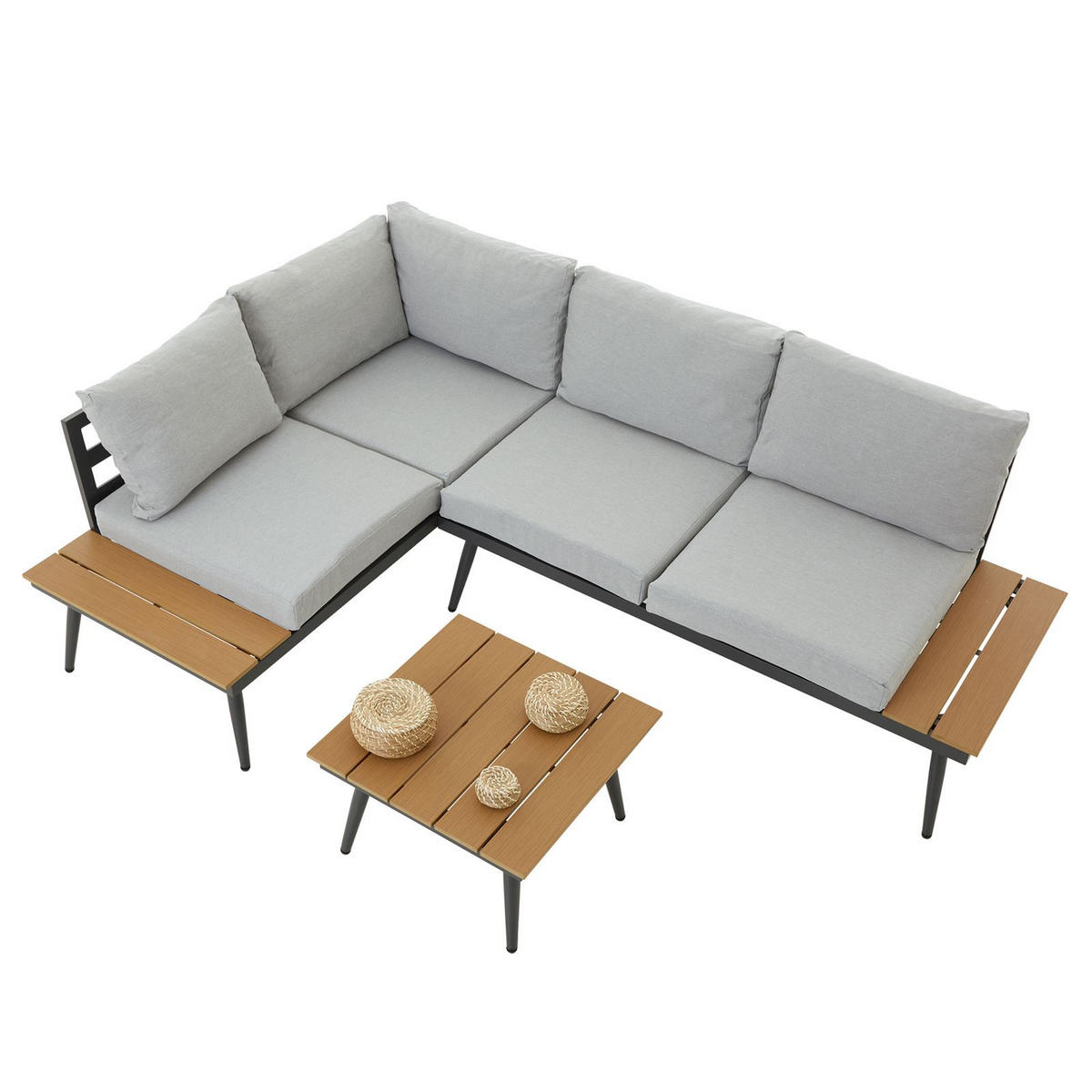 GARTENMÖBEL-SET PAROS - Braun/Grau, Metall - CARO-Möbel