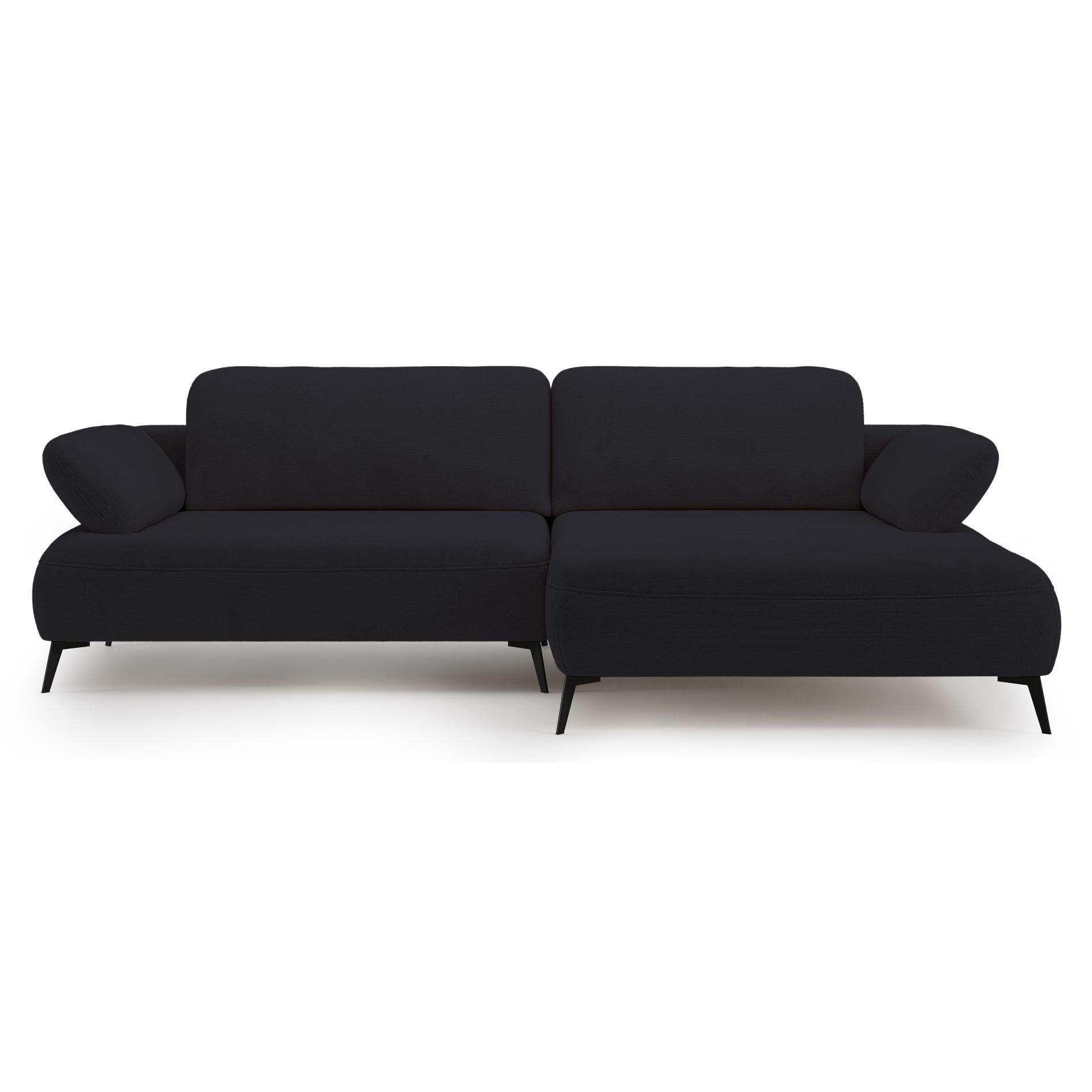 ECKSOFA Avolla Anthrazit rechts - Schwarz, Textil/Metall (186/284cm) - Selsey