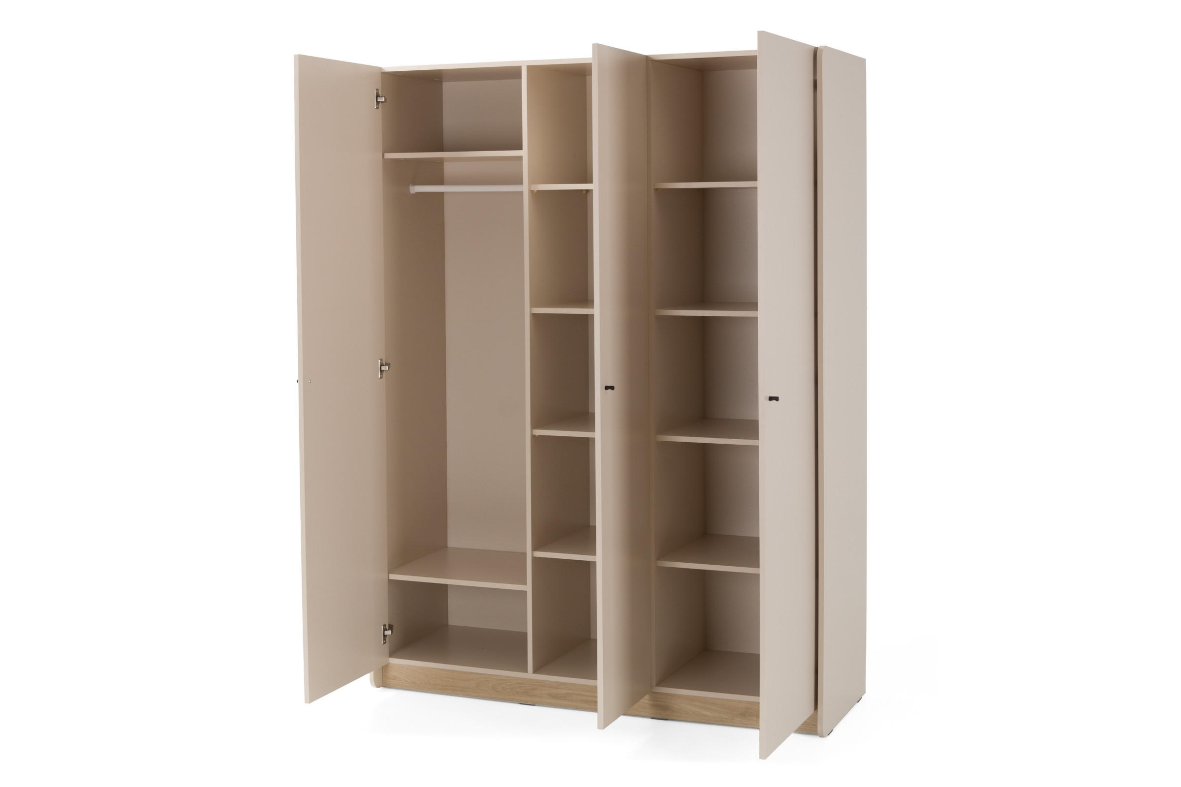KINDERKLEIDERSCHRANK ALBI 01 dreitürig 145/52/195 in Sandbeige / Geölte Eiche - Eichefarben/Beige, Holzwerkstoff (145/195/52cm) - Deine Möbel 24