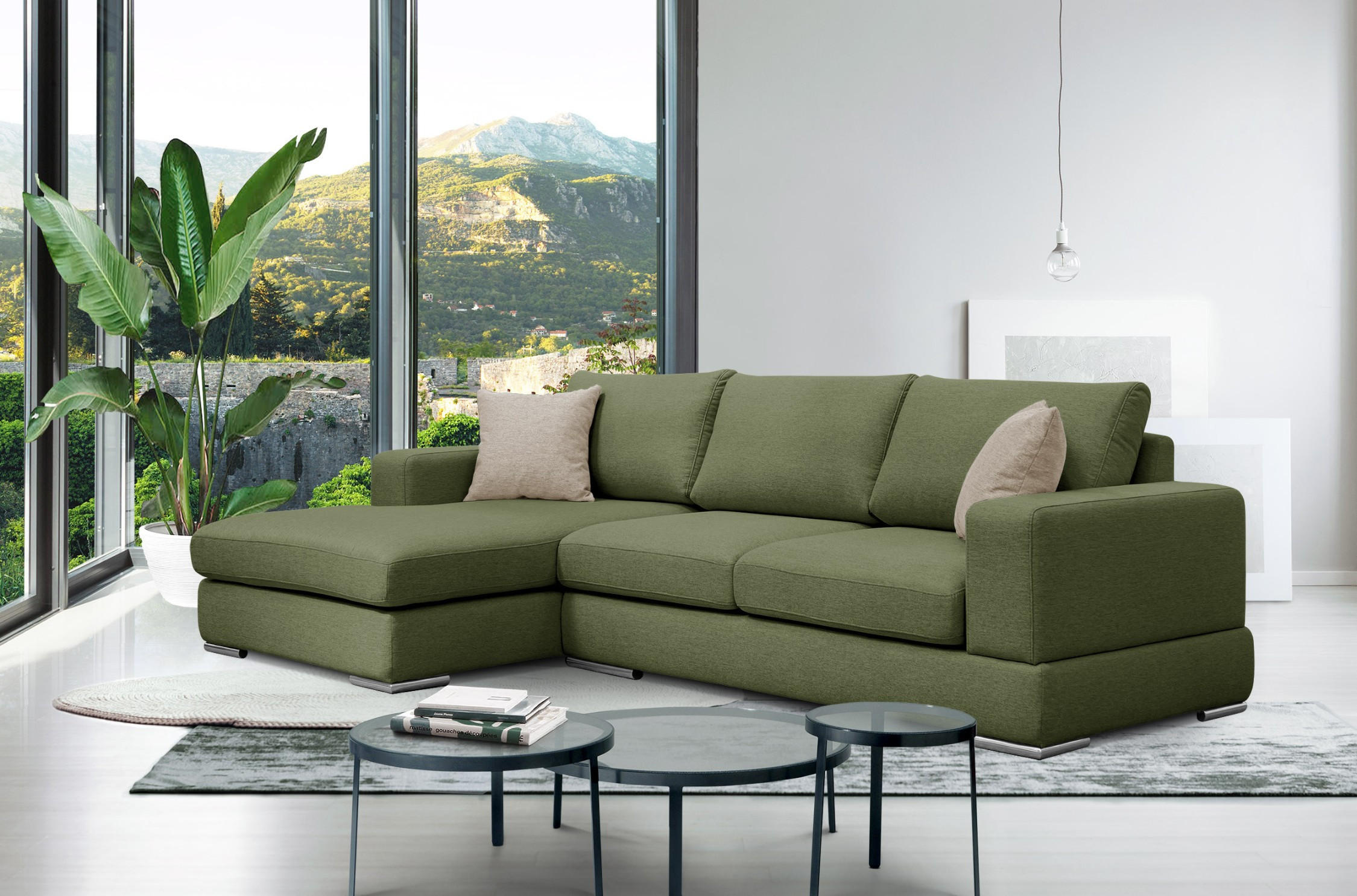 ECKSOFA OTTO 4-Sitzer, grün - Grün, Holzwerkstoff/Textil (159/279cm) - Courtois Laville