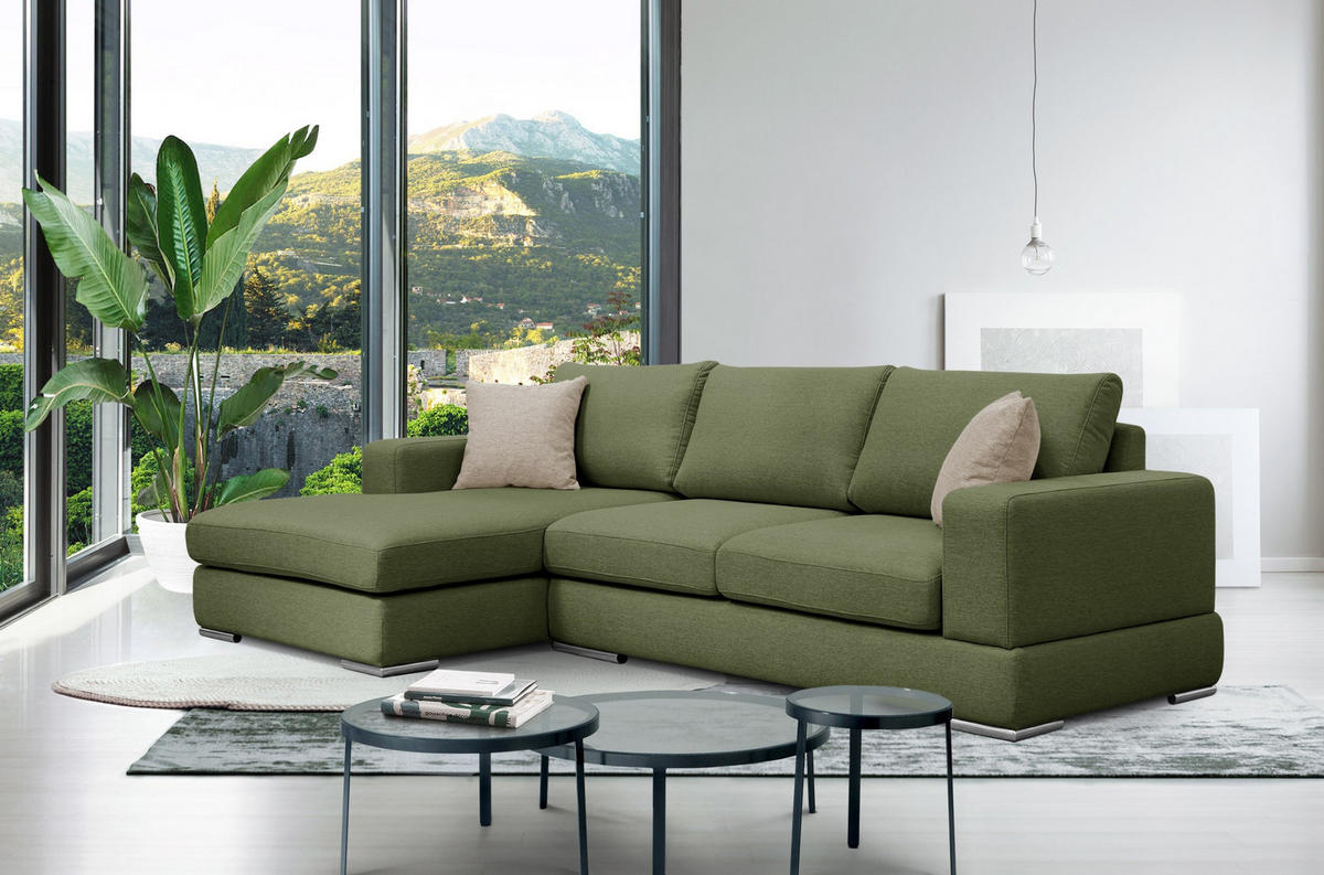 ECKSOFA OTTO 4-Sitzer, grün - Grün, Holzwerkstoff/Textil (159/279cm) - Courtois Laville