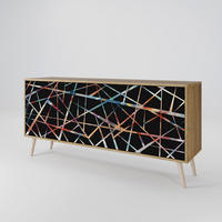 SIDEBOARD POLYGON VERVE, Eicheneffekt, 164,5x42x77,5 cm, 3 Türen - Eichefarben/Buchefarben, Holzwerkstoff/Buchenholz (164.5/77.5/42cm) - SpaceRebels