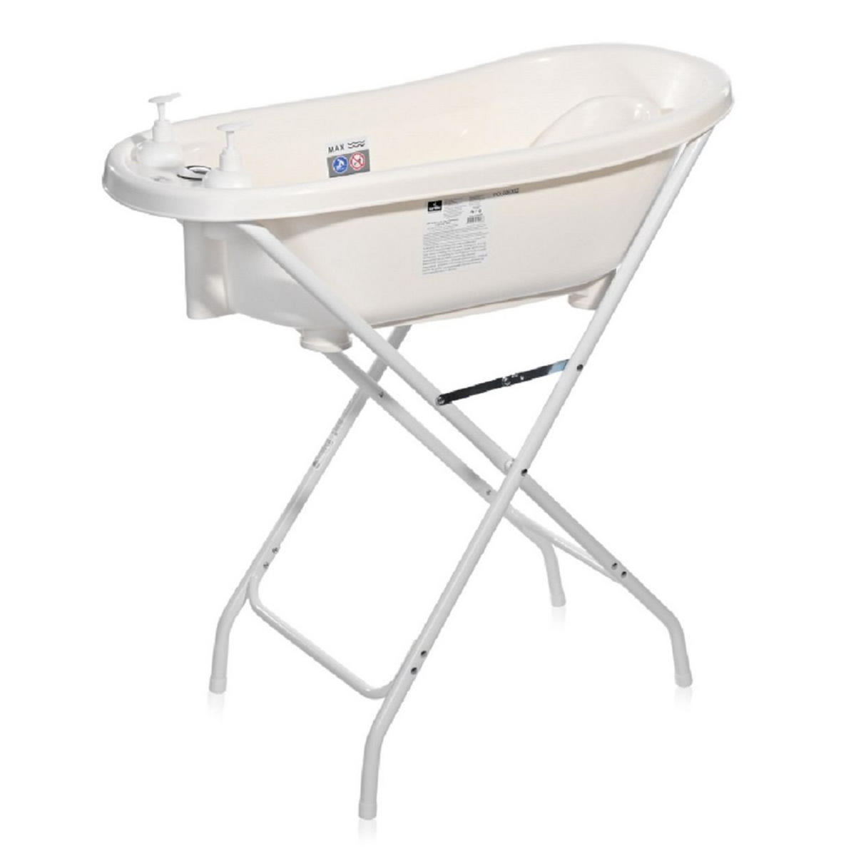 BABYBADEWANNE Set 88 cm mit Ständer weiß Babybadewanne 88 cm Badesitz Badewannenständer Ablauf - Weiß, Kunststoff (41/88cm) - Lorelli