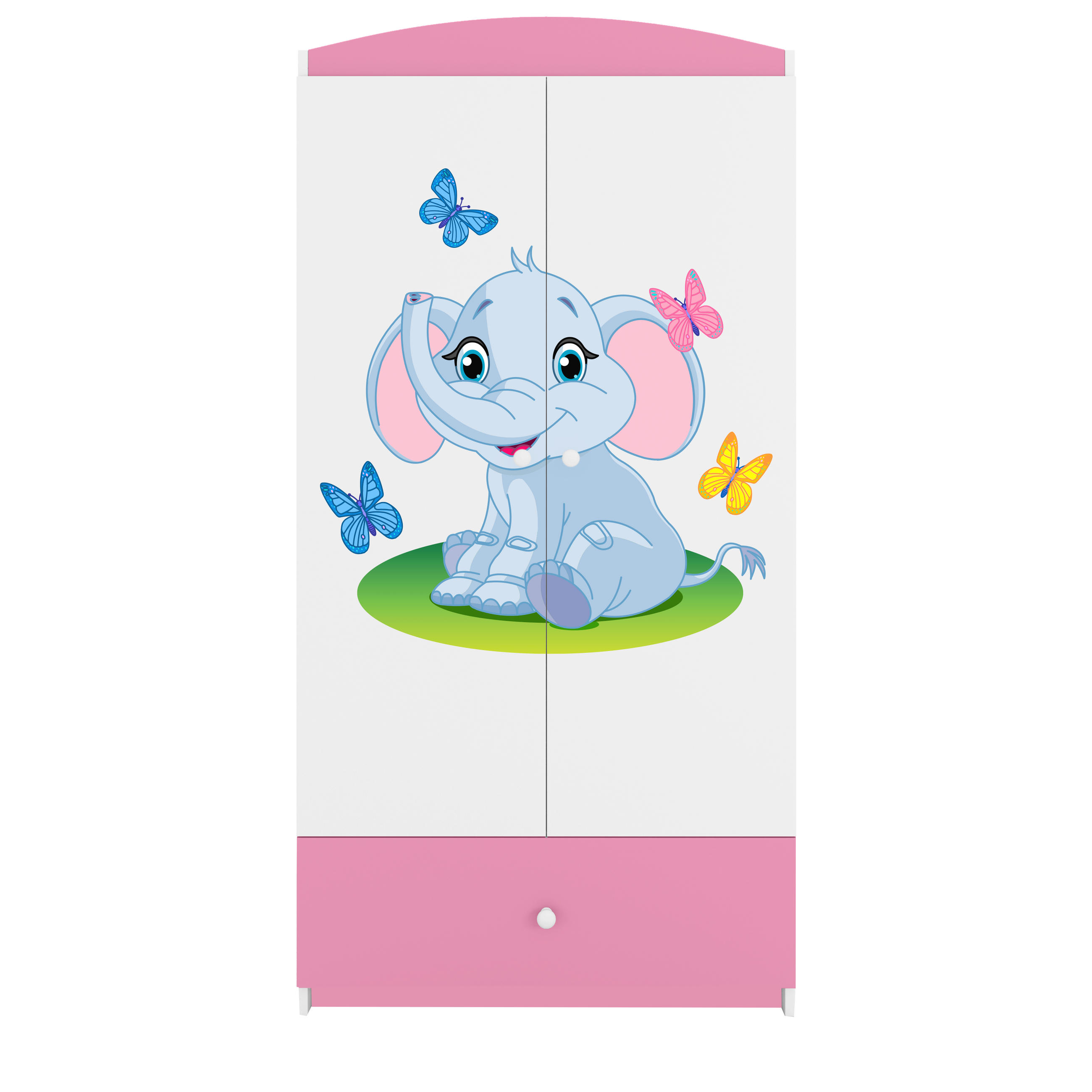 KINDERKLEIDERSCHRANK Elefant - Hellrosa, Holzwerkstoff (90/175/52cm) - RAUMHIRSCH FURNITURE