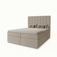 BOXBETT Nero mit 2 Bettkästen, 180x200, Farbe: Hellbraun, Cordstoff, Doppelbett mit Bonell-Matratze inkl. Topper - Hellbraun, Holz/Kunststoff (180/200cm) - Marpur
