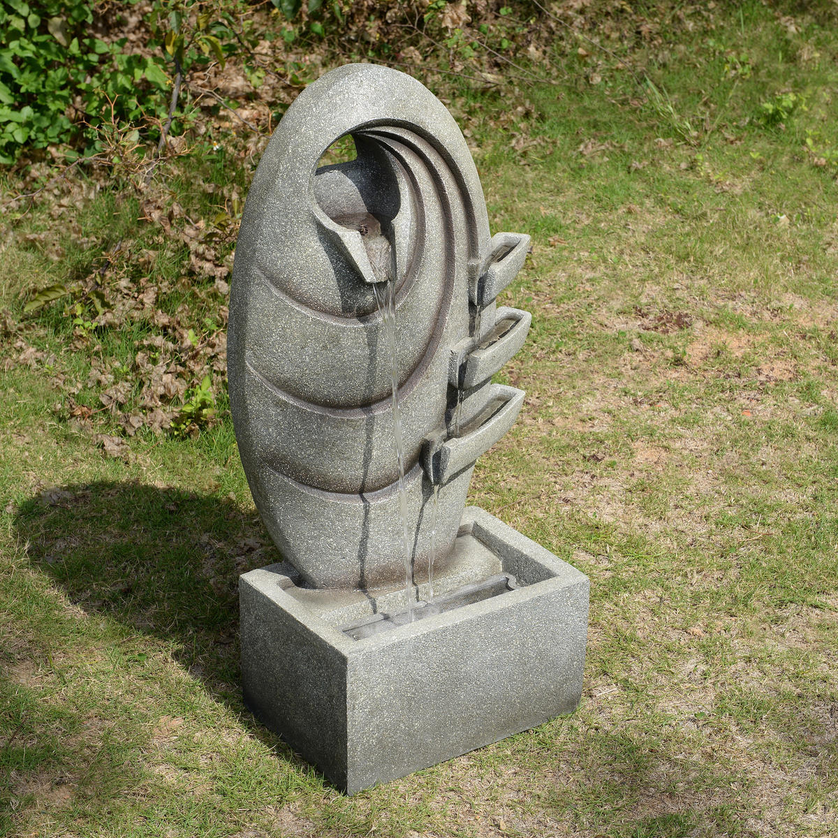 GARTENBRUNNEN oval grau - Grau, Kunststoff (40/25/80cm) - Teamson Home
