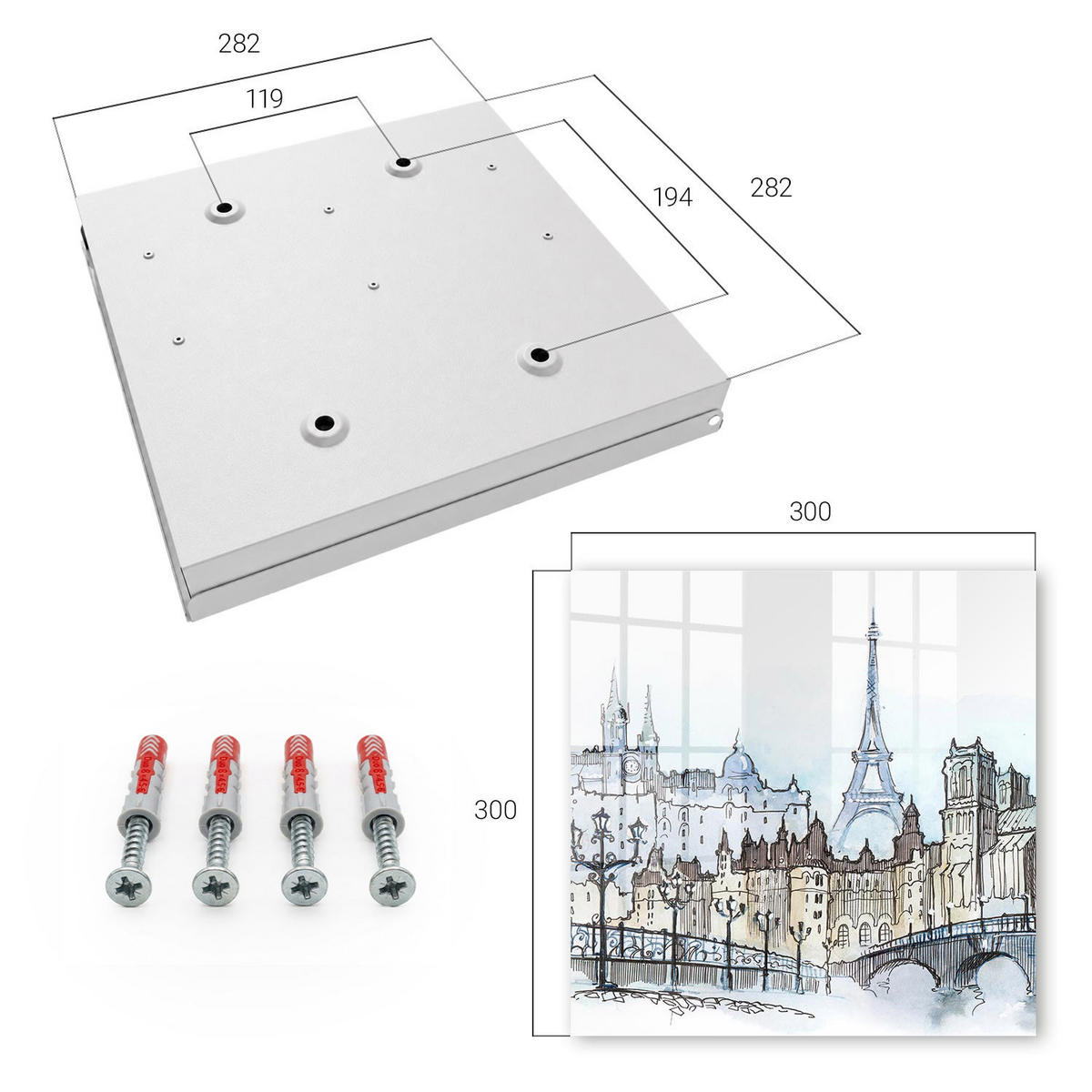 SCHLÜSSELBOX Weiß 30x30 cm – Türöffnung nach rechts - Starker Turm - Blau, Metall (30/30/5cm) - TULUP