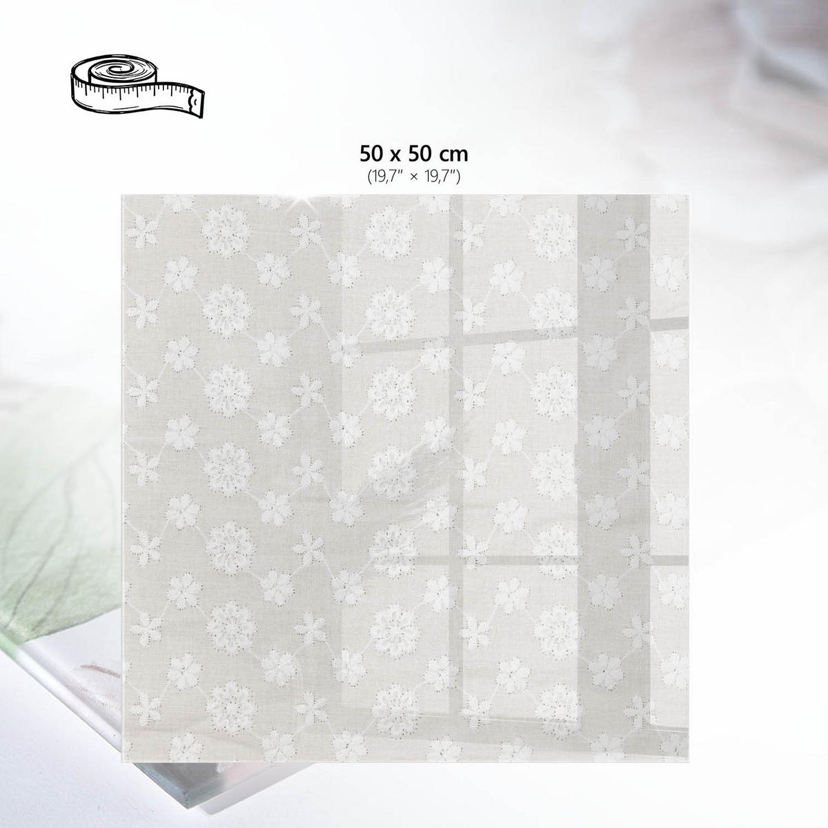 TISCHPLATTE 50x50 cm – Blumenmuster - Weiß, Glas (0.4/50/50cm) - Wallfluent