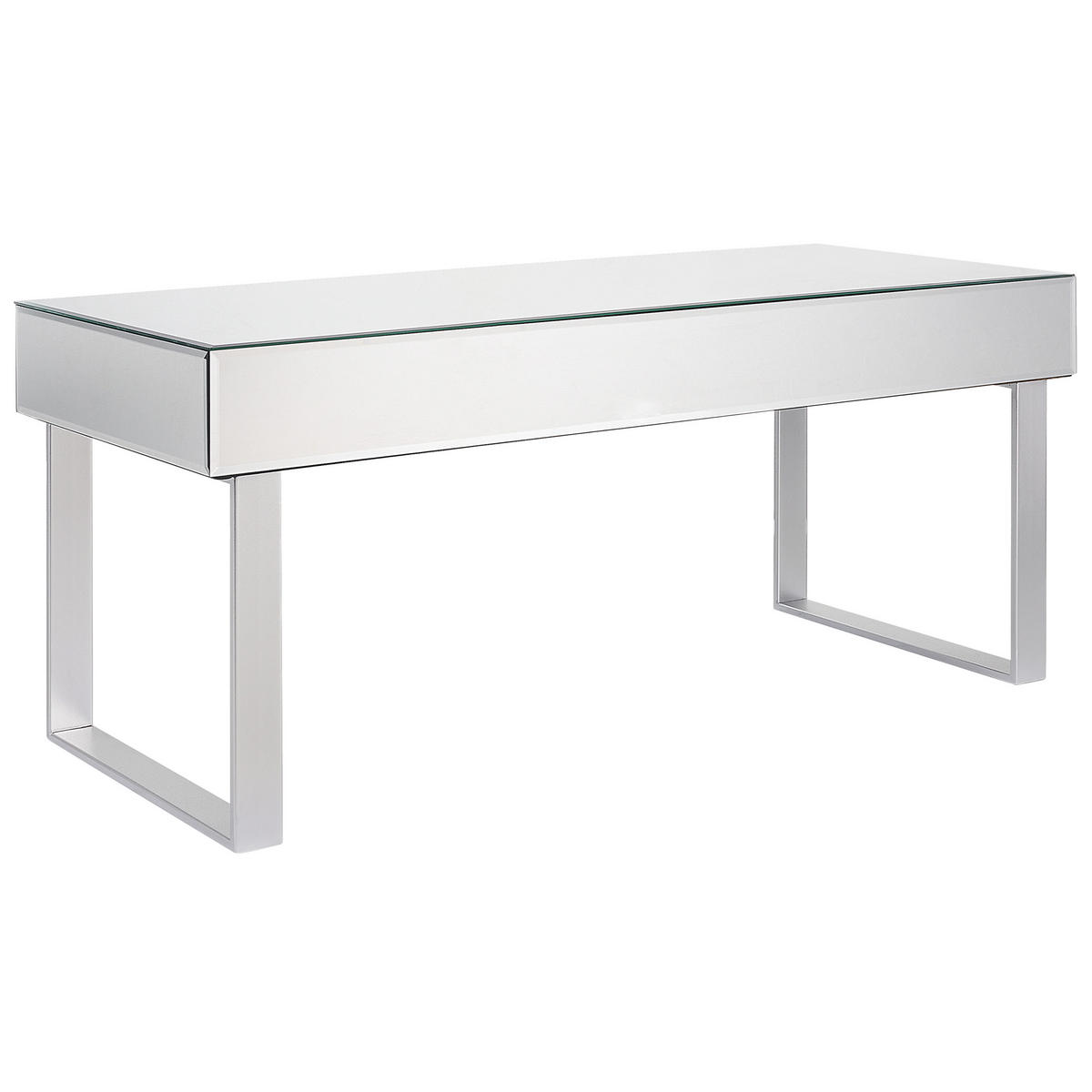 COUCHTISCH Silber mit Schublade verspiegelt Nesle - Silberfarben, Glas (47/110/46cm) - Beliani