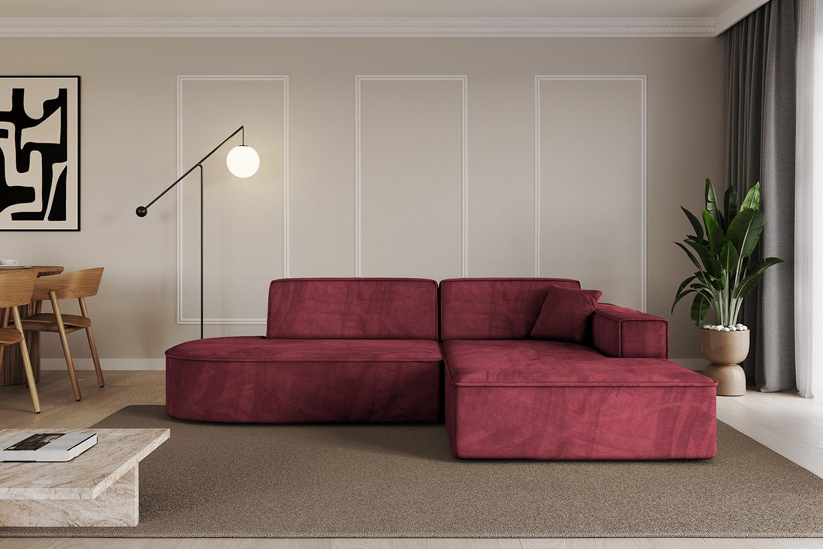 ECKSOFA Ottomane Rechts IREA-L1-v4 - 233x165x72,5 cm Bordeauxrot - Bordeaux, Holzwerkstoff/Textil (233/165cm) - ALTDECOR