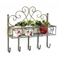 WANDREGAL mit 5 Haken Metall Grau 41 cm 96010 - Grau, Metall (41/41/15cm) - DanDiBo
