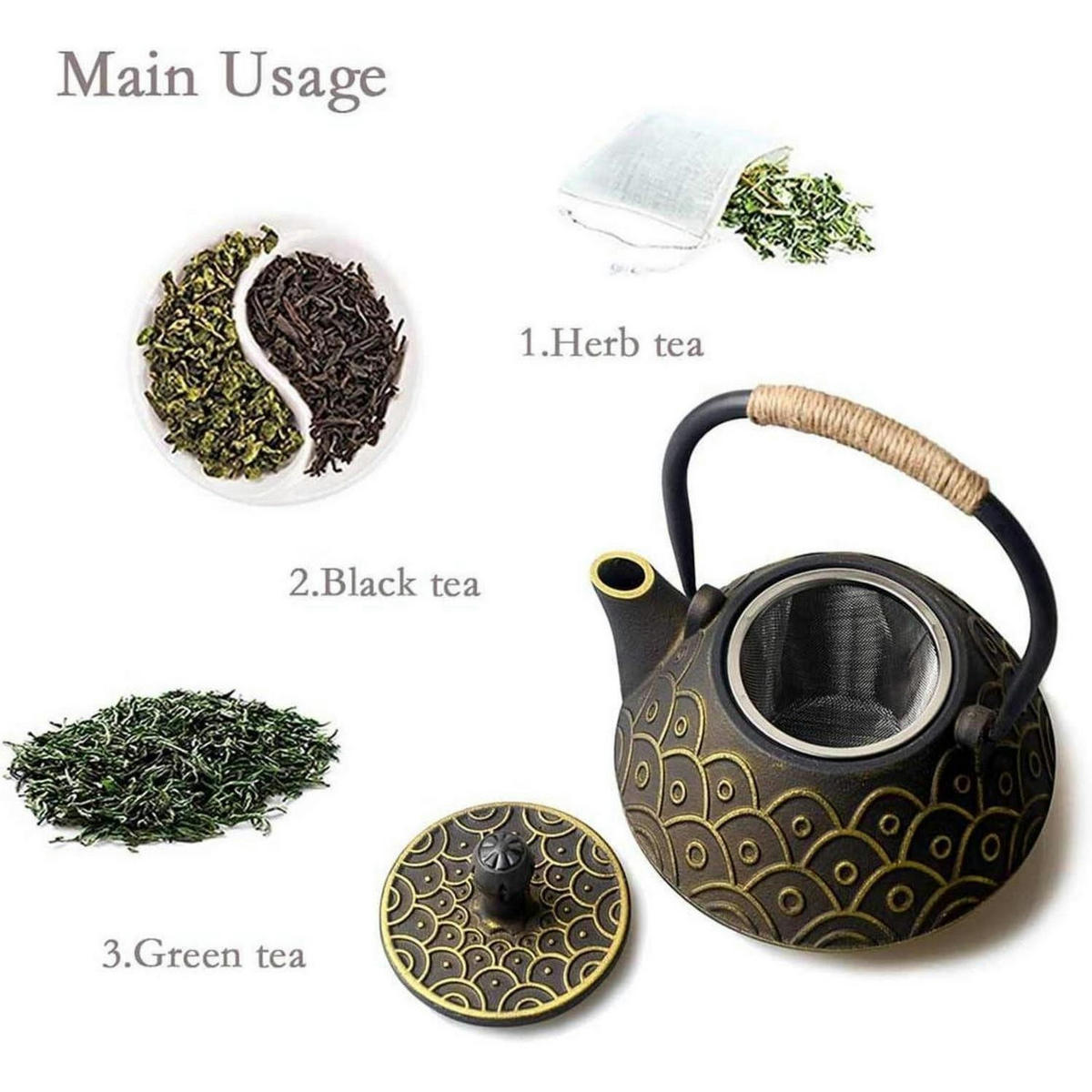 TEEKANNE Gusseisen 800ml Emaille Gold - Multicolor, Metall (18.4/18.4cm)