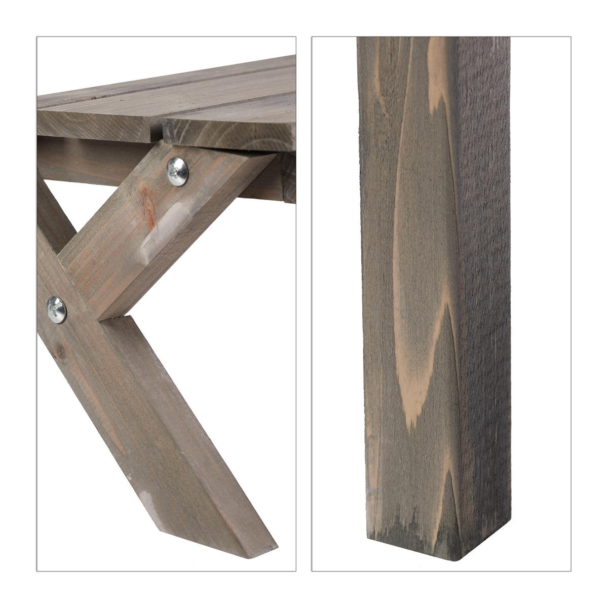 BLUMENTREPPE - Grau, Holz (61/109/40cm) - Relaxdays