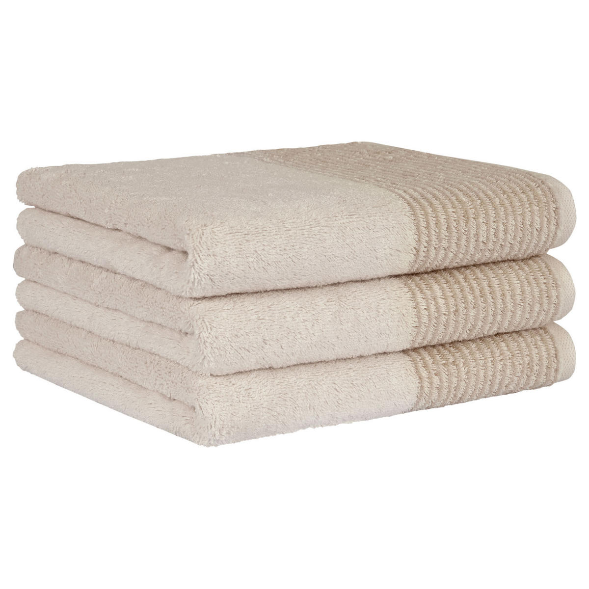 CAWÖ 3er-Pack Handtücher 50 x 100 cm – Luxury Home Two-Tone, extraflauschiges Walkfrottier, Made in Germany - Beige, Naturmaterialien (30/40cm) - Cawoe