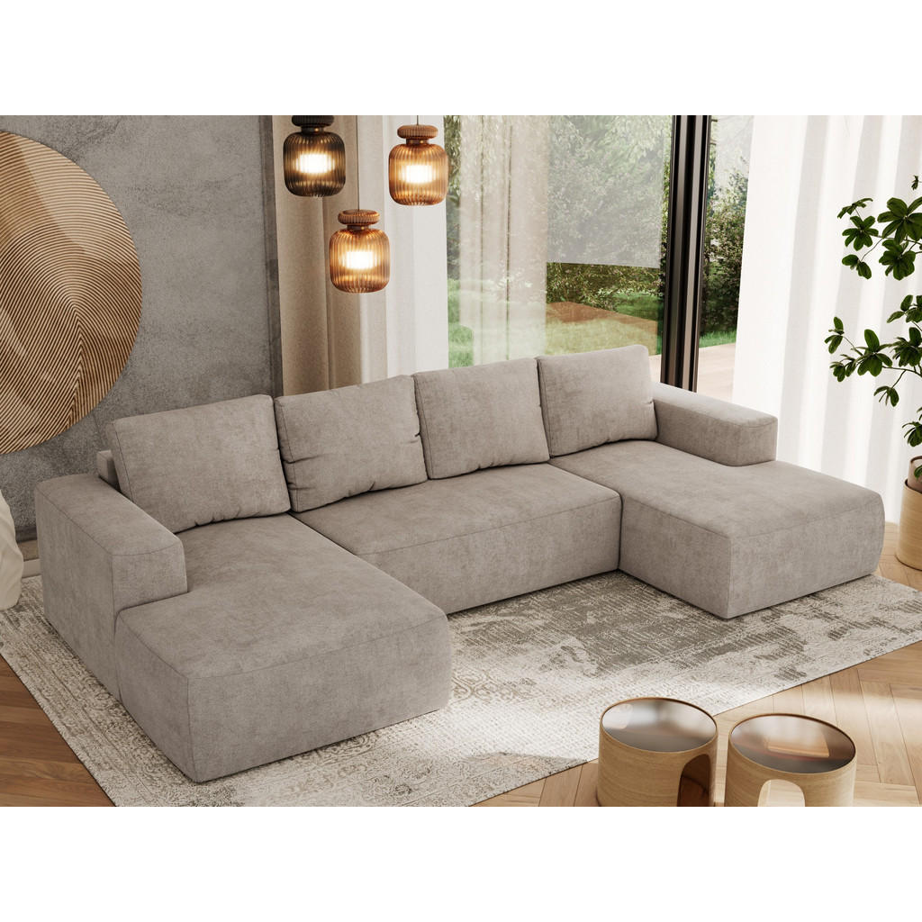 Thumbnail - MKS Wohnlandschaft, Beige, Textil, 5-Sitzer, U-Form, 334x91x163 cm, Wohnzimmer, Sofas & Couches, Wohnlandschaften, Wohnl...