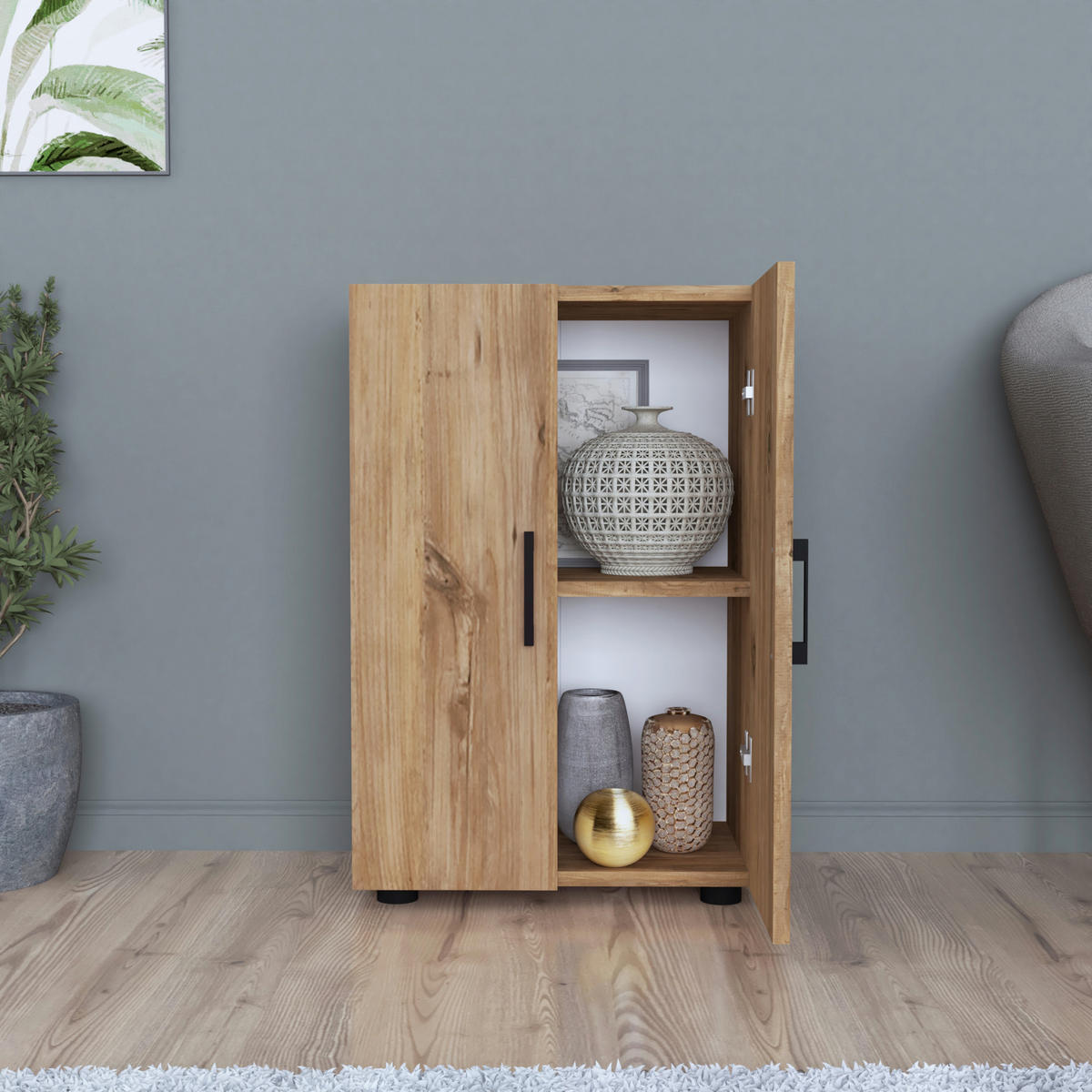MEHRZWECKSCHRANK Åsnes - Eichefarben, Holzwerkstoff (49/74/32cm) - [en.casa]
