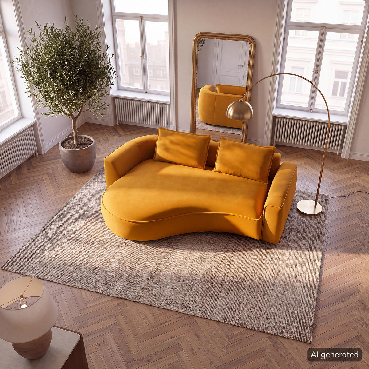 2,5-SITZER SOFA - Schwarz/Orange, Kunststoff/Textil (217/82/146cm) - home24