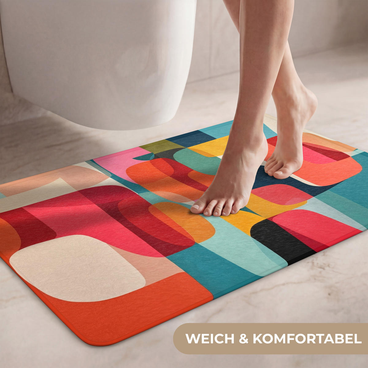 WC PŘEDLOŽKA Tvary - barevné - abstraktní - letadla 80x50 cm - různobarevná, textil/plast (80/1cm) - OnlyWow