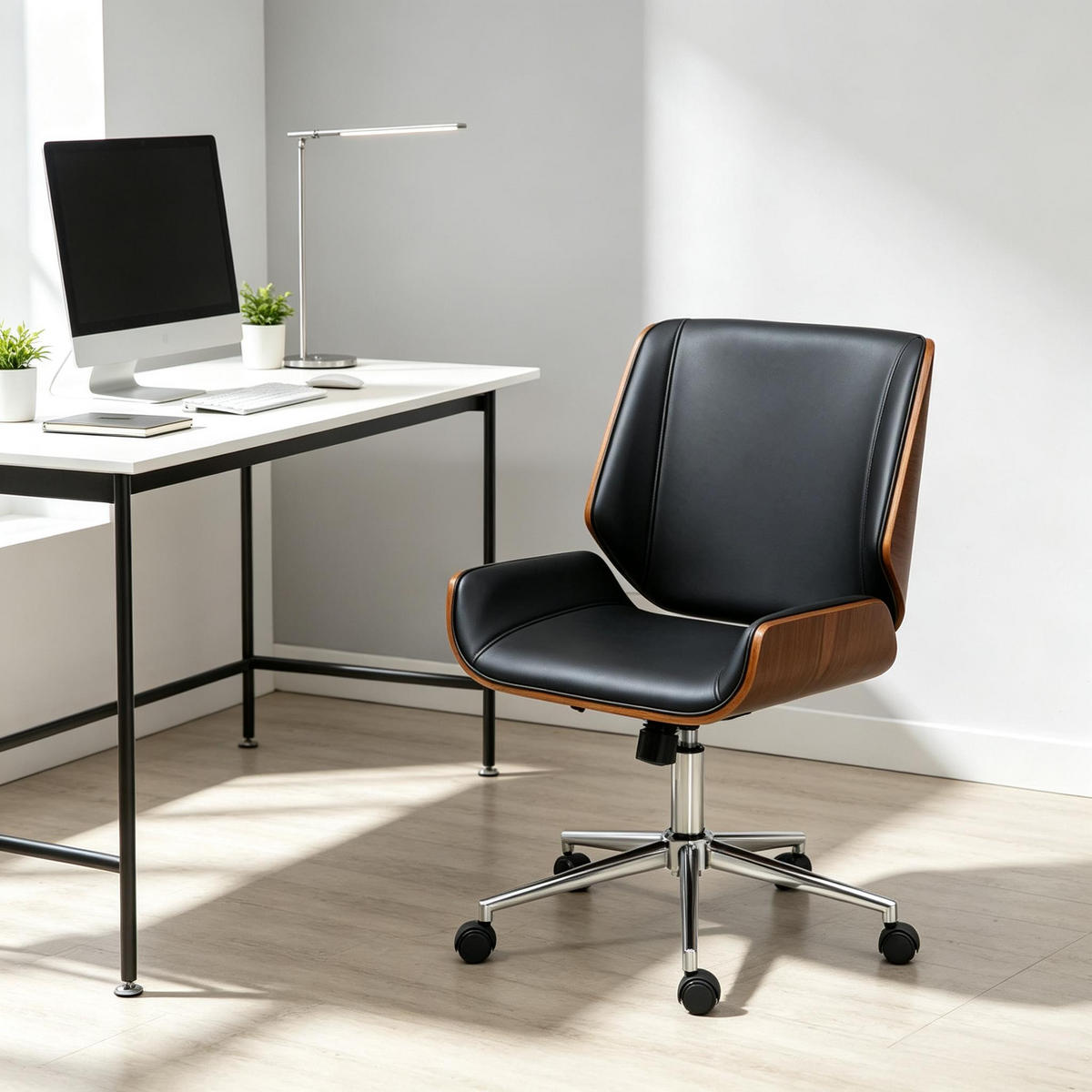 DREHSTUHL ergonomischer Bürostuhl höhenverstellbar 53x60x96 cm - Schwarz, Holzwerkstoff (53/86/60cm) - Gisaae