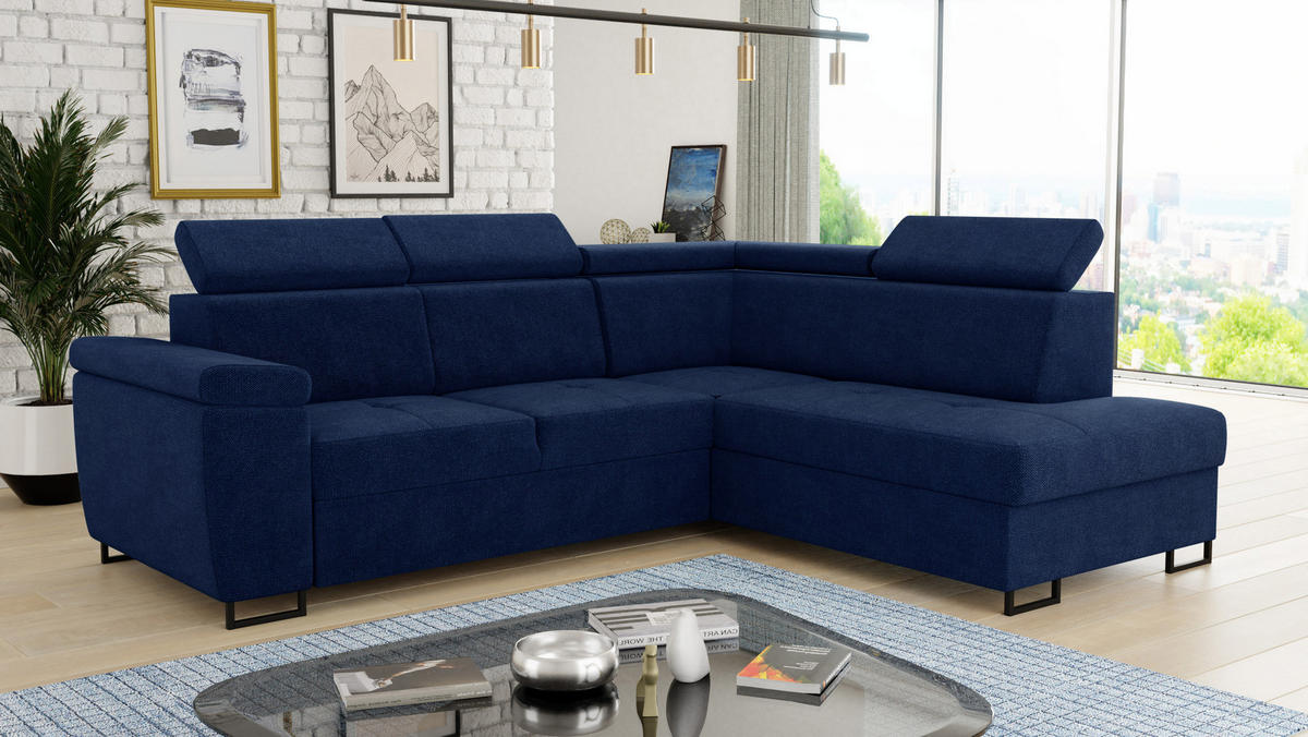 ECKSOFA Natan, Seite: Rechts - Blau, Holz/Textil (265/205cm) - Sofnet