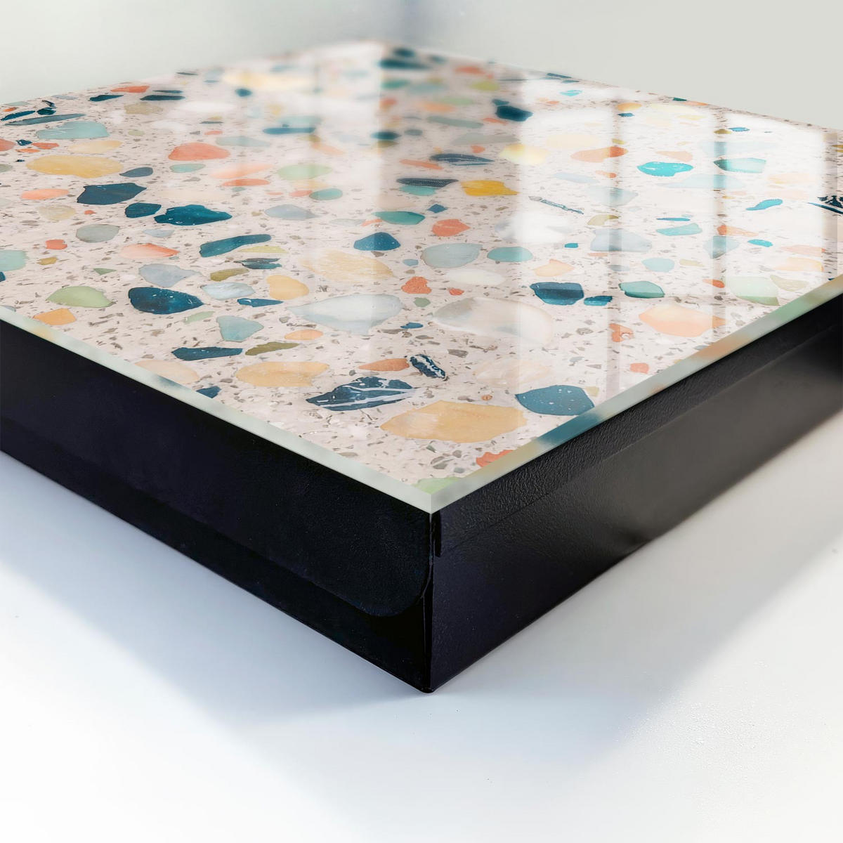 SCHLÜSSELBOX Schwarz 30x30 cm- Türöffnung nach rechts - Farbenfrohes Mosaik - Beige, Metall (30/30/5cm) - TULUP
