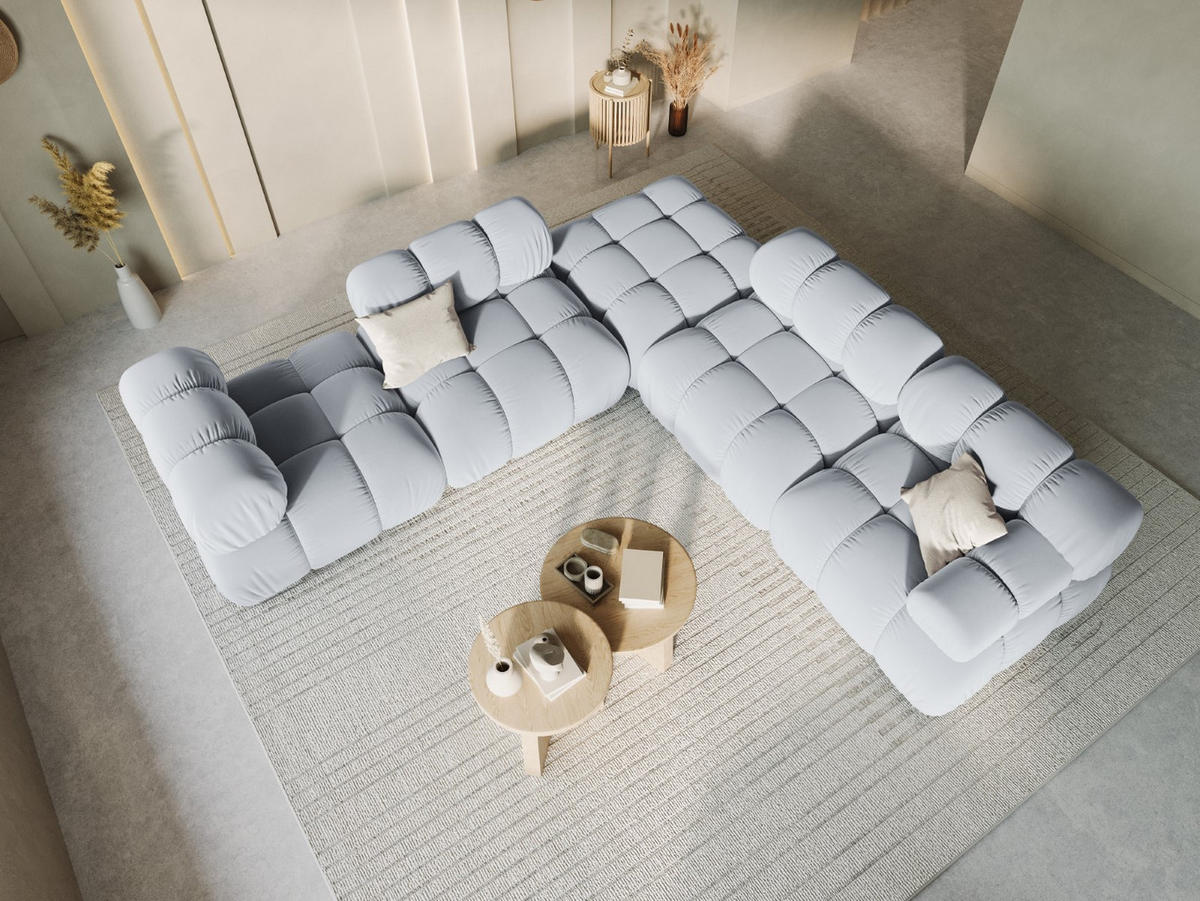 POUF Bellis aus Samt hellblau - Hellblau, Textil (94/39/94cm) - Micadoni