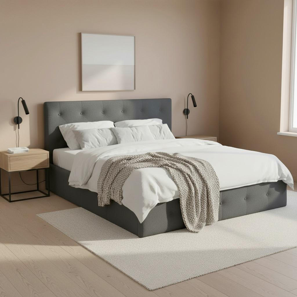Bessagi Home Polsterbett Dunkelgrau