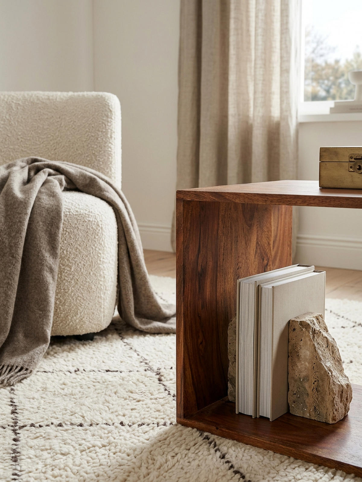 BEISTELLTISCH Massivholz Regalform Cube NAKO, Braun 43x33x43 cm - Braun, Holz (33/43/43cm) - KADIMA DESIGN