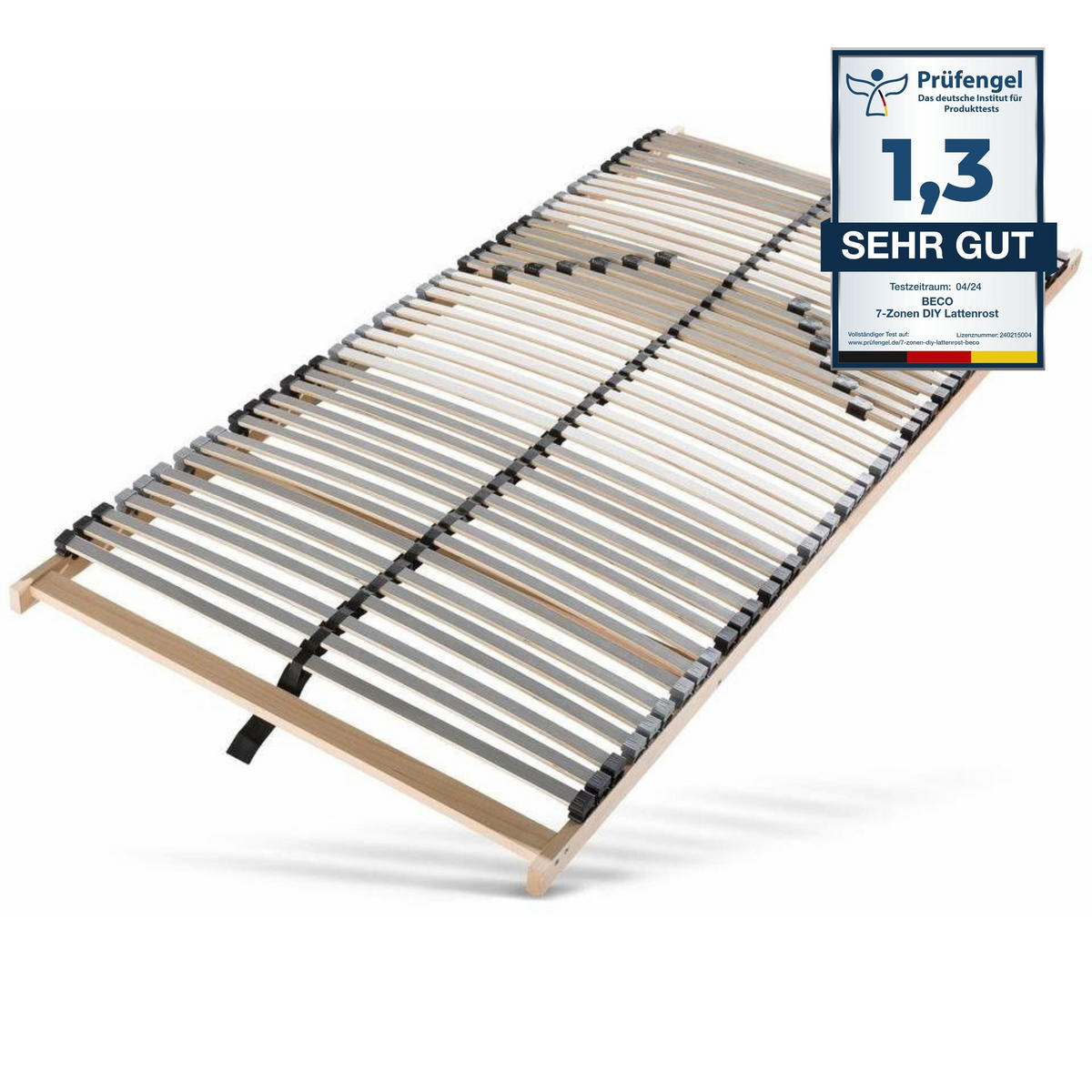 LATTENROST Lux Fix - 140x200 cm, mit Härteregulierung, 7 Zonen, 42 Latten, Buchenholz - Buchefarben/Braun, Holz (140/200cm) - Sleepneo