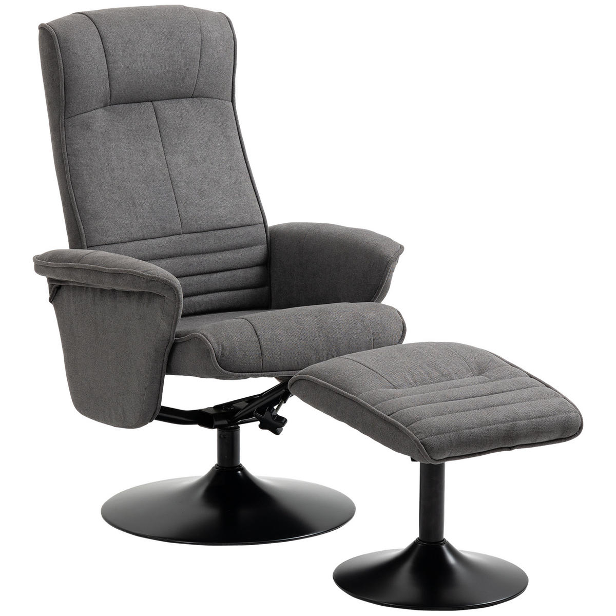 RELAXSESSEL DE-07606 mit Fußhocker, 360° drehbar, 135° neigbar Dunkelgrau/Schwarz - Dunkelgrau, Metall (71/104/69cm) - ComfortXL