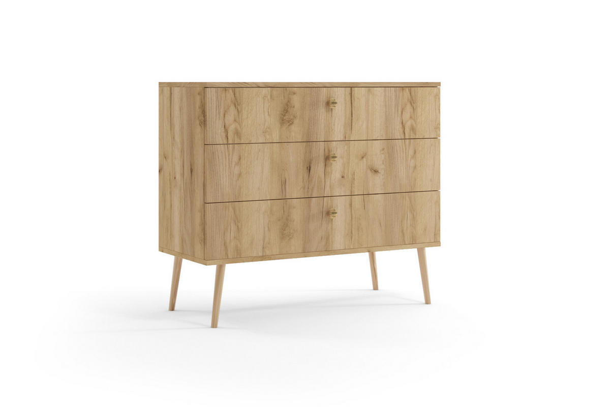 KOMMODE Schrank Kenure Goldene Handwerkseiche - Alteiche, Holzwerkstoff (41/85/100cm) - Fedve