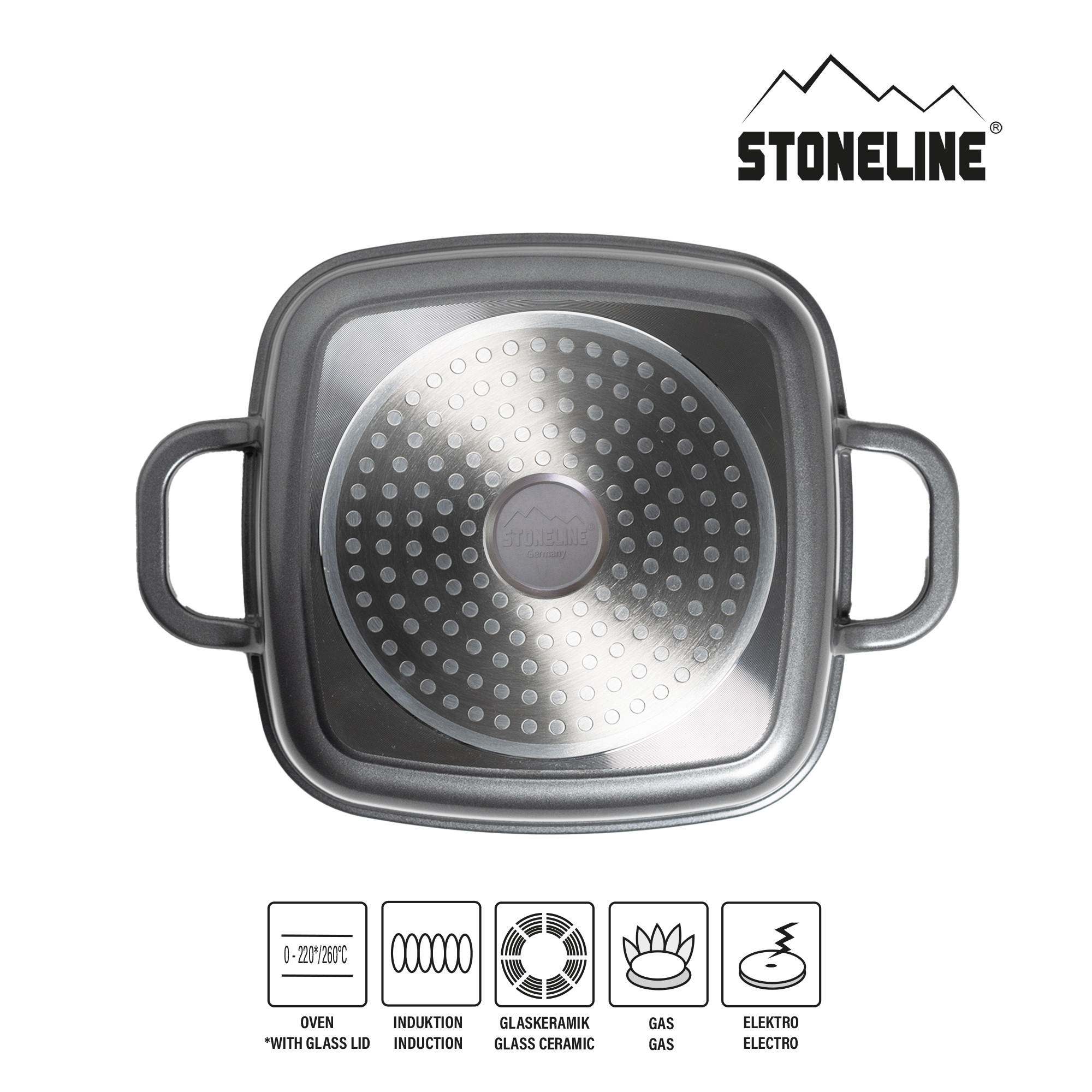 ECKPFANNE - Grau, Metall (20cm) - Stoneline