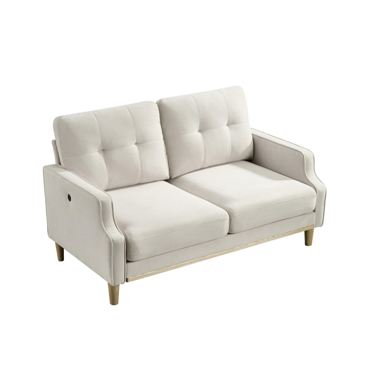 SOFA mit USB-Anschluss Stoff Beige - Beige, Holzwerkstoff (135/85/72cm) - Meubliv