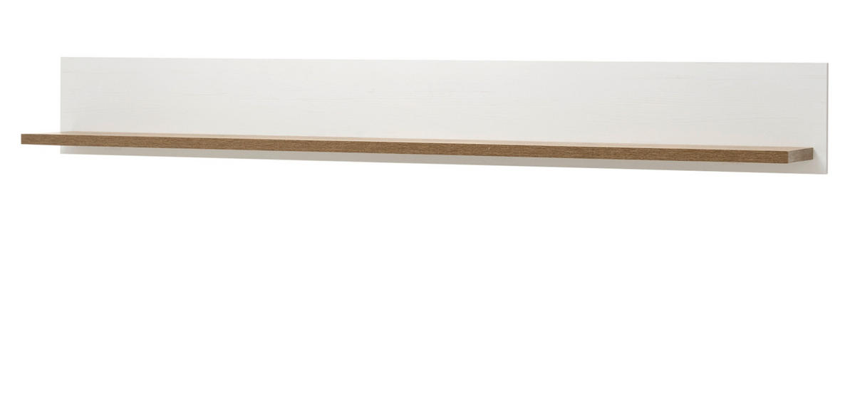 WANDBOARD weiß Pinie, Eiche hell Landhaus, Wandregal 160 cm - Eichefarben/Weiß, Holzwerkstoff (160/20/20cm) - Furn.Design