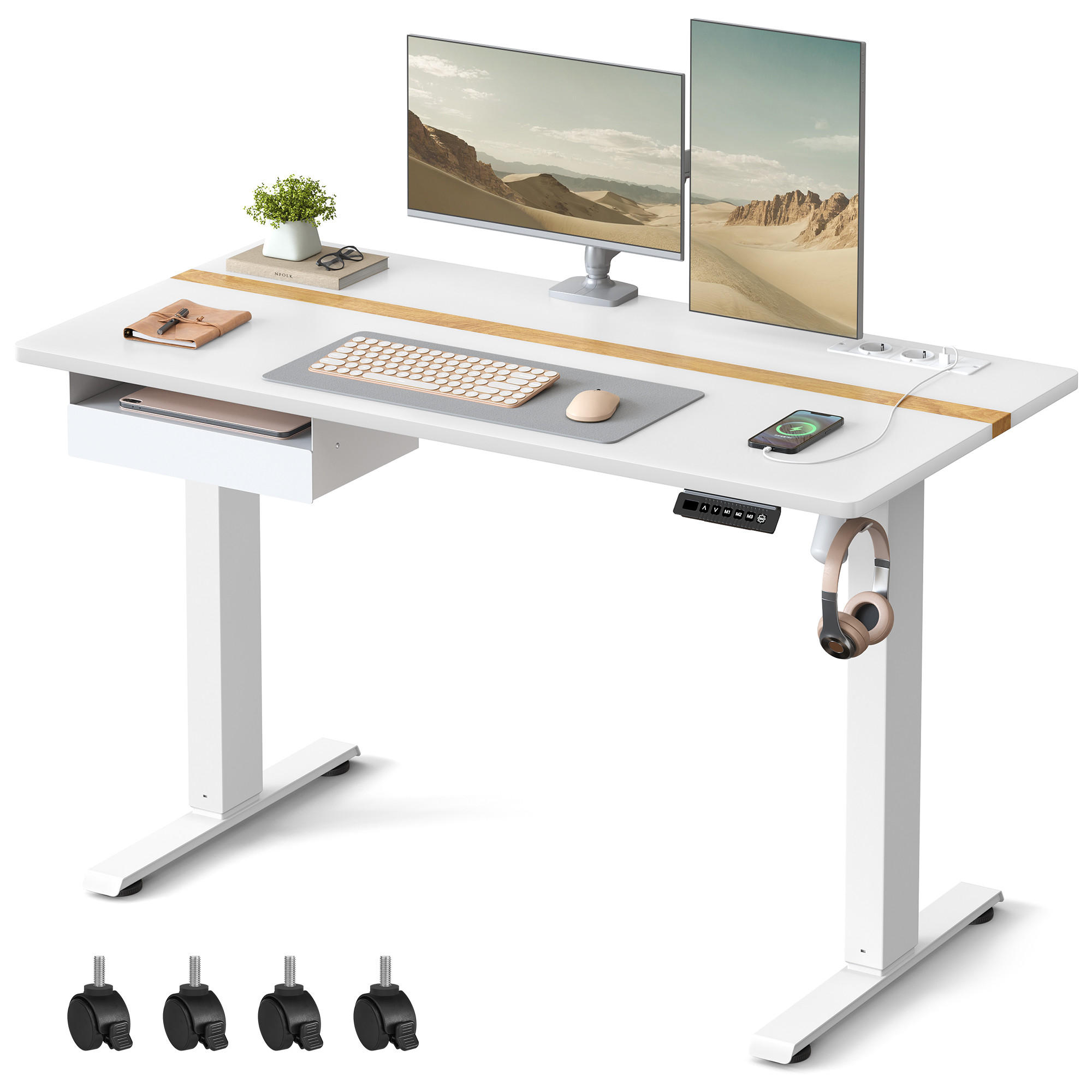 BÜROTISCH Booker - Weiß, Holzwerkstoff (120/60/120cm) - VASAGLE