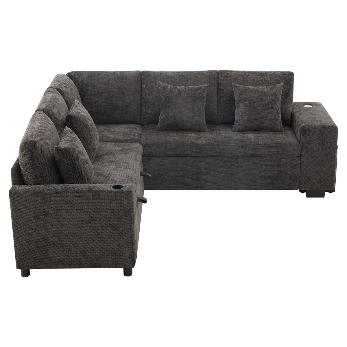 ECKSOFA DE-33298 L-Form umwandelbar mit Stauraum Grau - Grau, Holzwerkstoff (220/205cm) - ComfortXL
