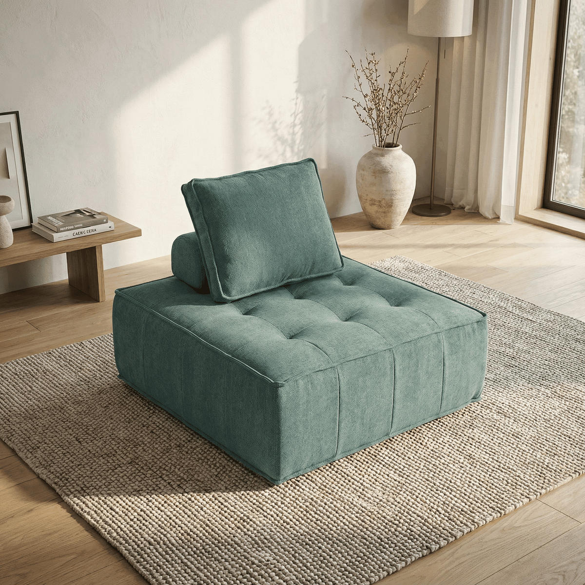 SESSEL Zen Salbei 1-Sitzer - Salbeigrün, Textil (100/75/100cm) - COCO Living