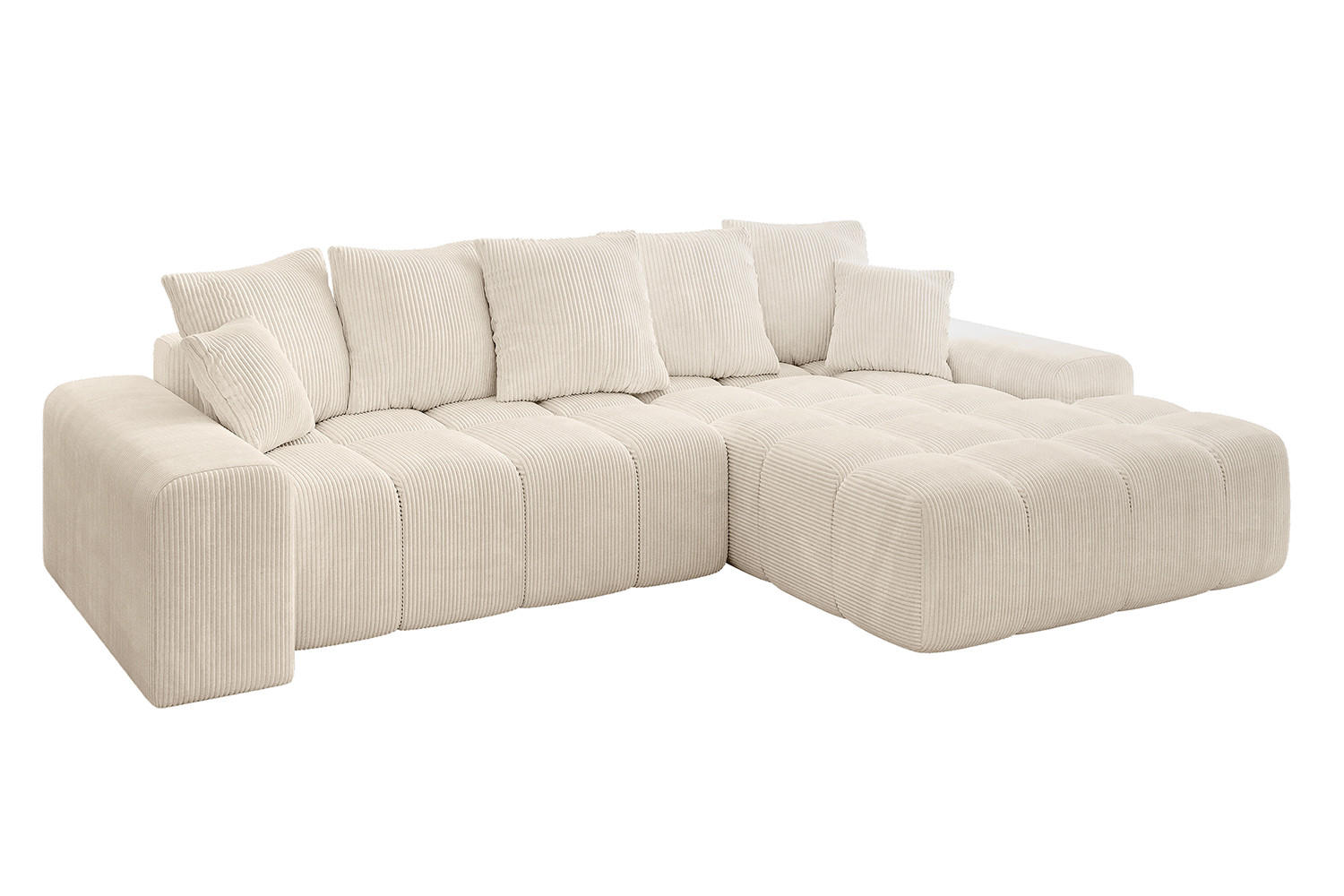 ECKSOFA Ottomane Rechts ENSI-L - 267x164x88 cm Beige - Beige, Holzwerkstoff/Kunststoff (164/267cm) - ALTDECOR