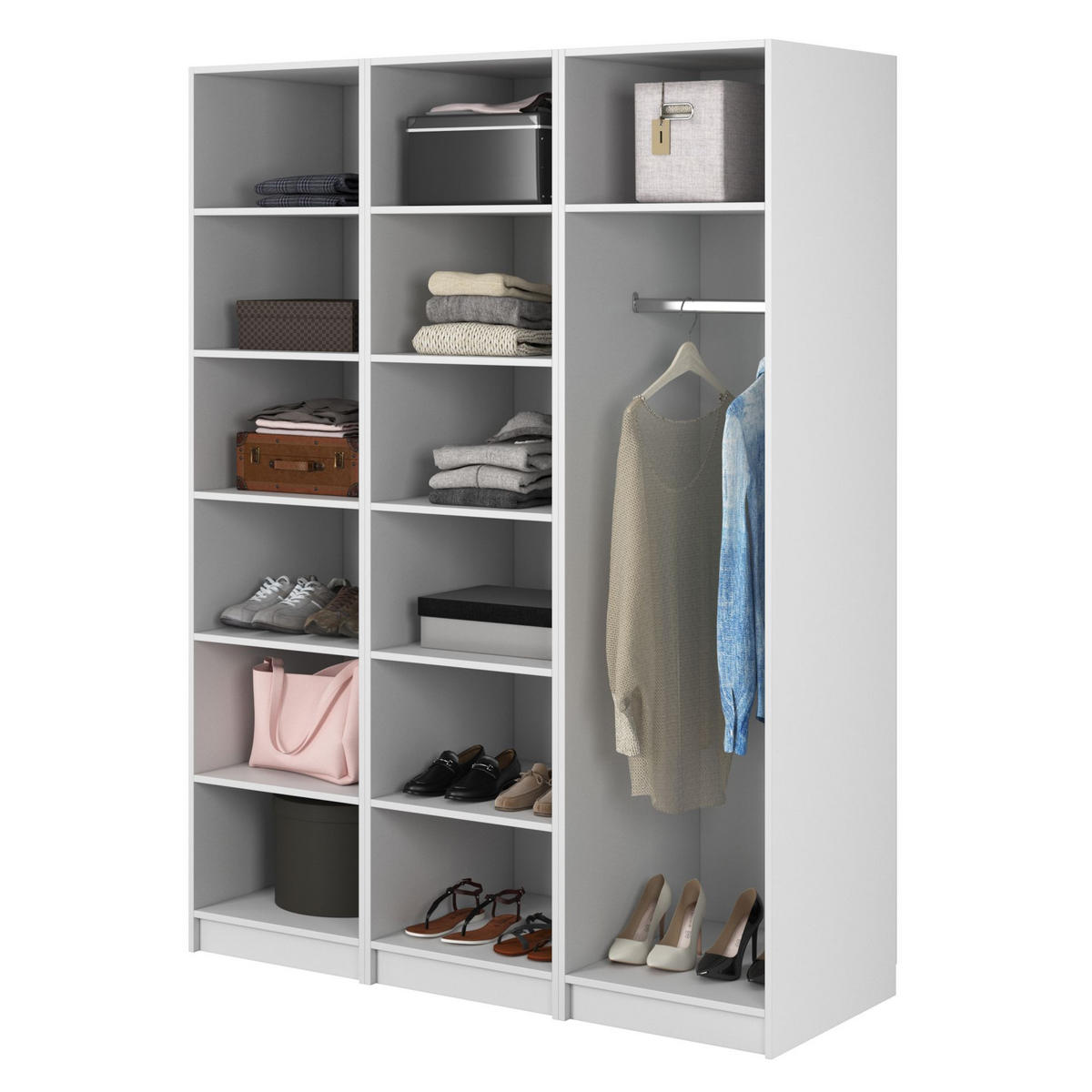 KLEIDERSCHRANK Moonir Weiß 150 cm - Goldfarben/Weiß, Holzwerkstoff/Metall (150/200.5/57cm) - Selsey